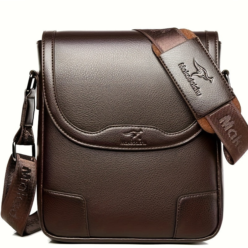 1pc KANDIDER Men's Fashion Crossbody Bag - Brown Vertical Shoulder Satchel with Adjustable Strap, Large Capacity for Business Casual Travel