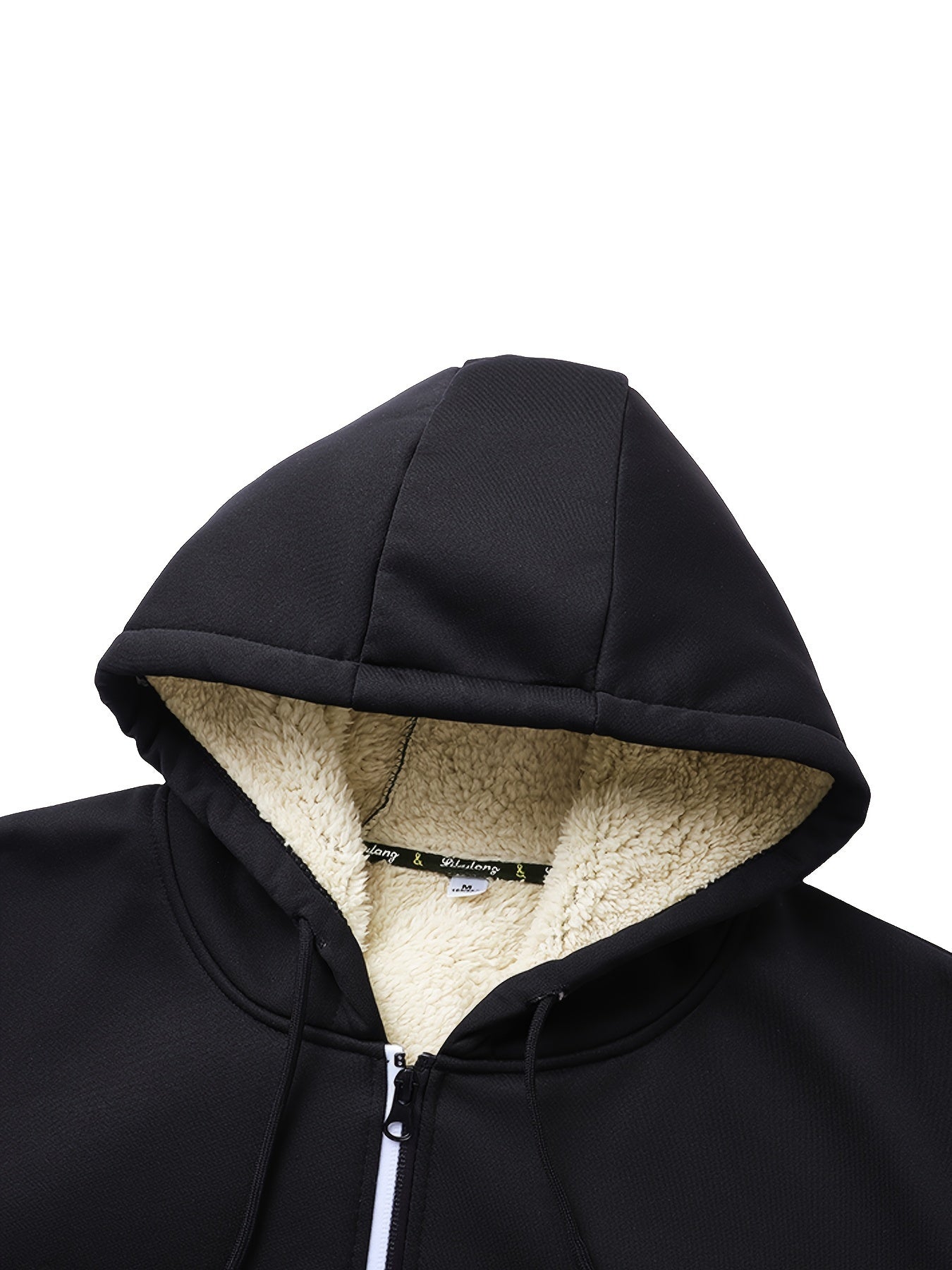 1pc Men'S Casual Style Hooded Jacket, Thick Fleece Lined, Warm