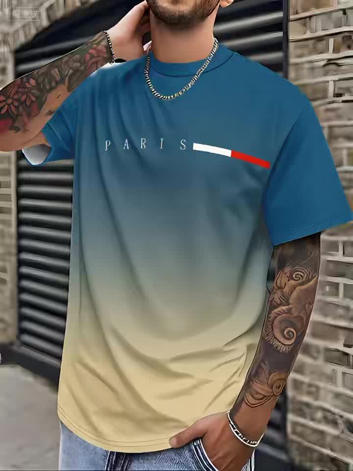 Men'S 3D Digital Print Short-Sleeve T-Shirt