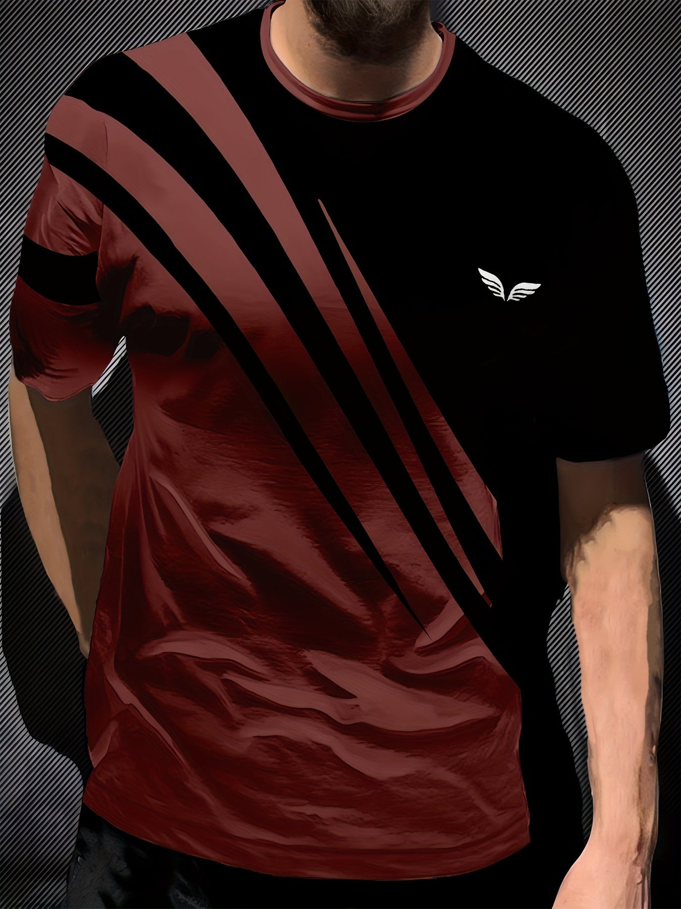Men'S Casual Short Sleeve T-Shirt with Bold "FIGHT" Print - Black Red Graphic Tee, Round Neck, Lightweight Polyester Blend for Summer, Everyday Tshirt Bold Graphic Tee Comfortable Fit