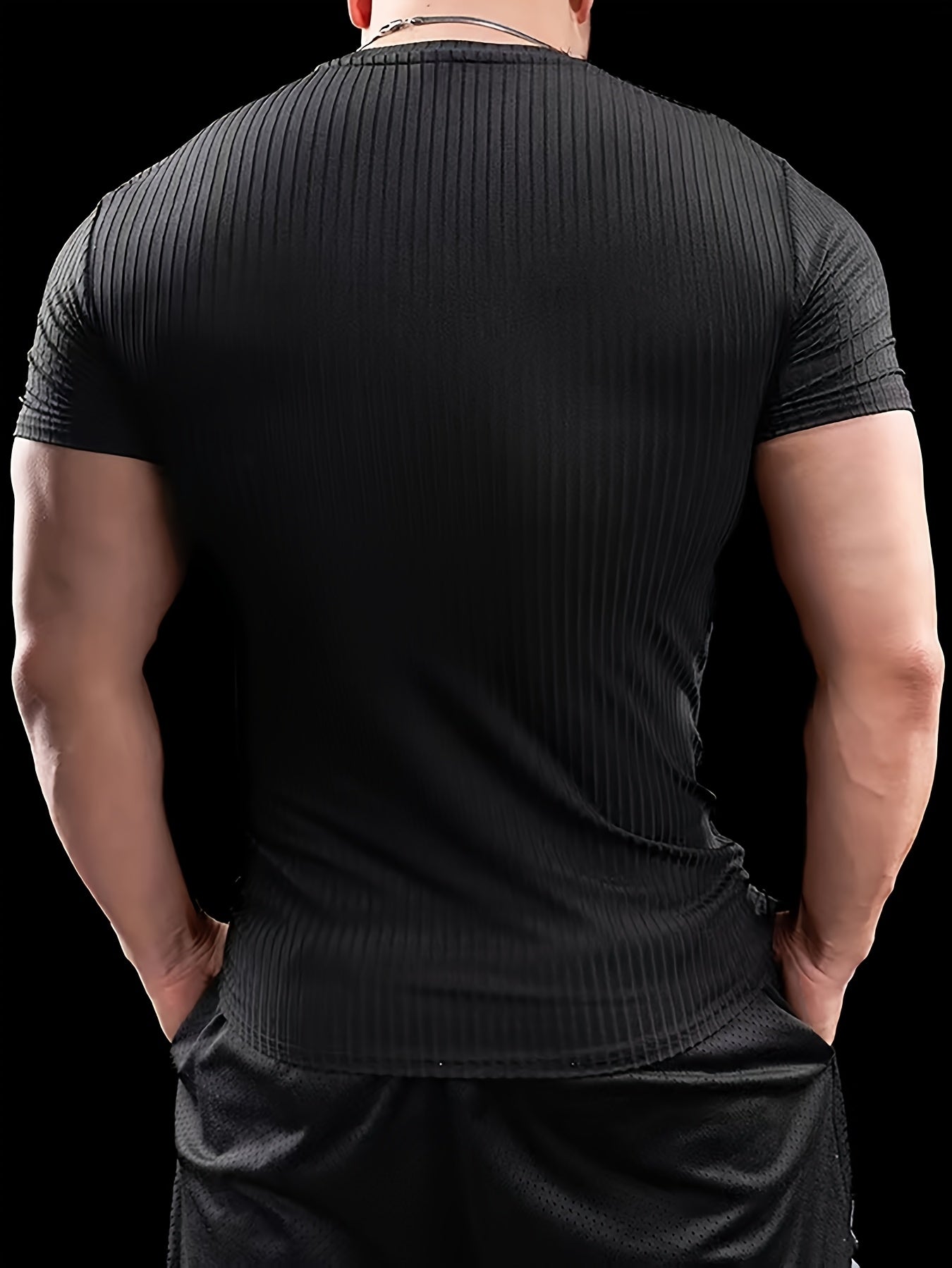 Men's Stretch Fit Short Sleeve T-Shirt - Breathable, Comfortable Polyester Blend, Solid Blue, Crew Neck, Casual Sporty Style for Spring/Summer