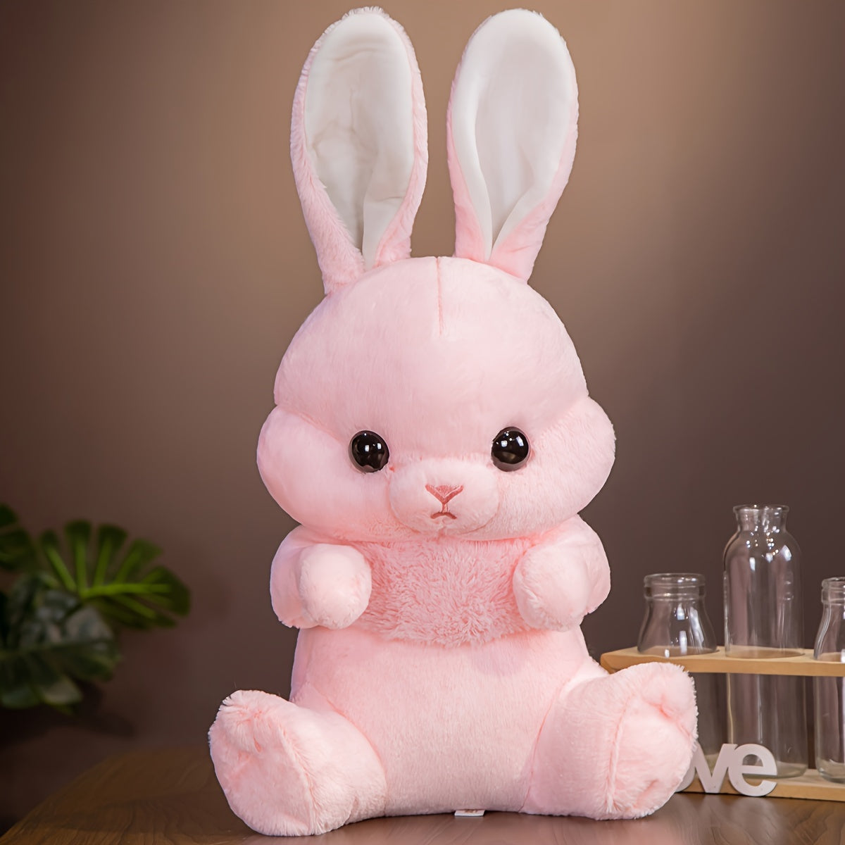 A New Fluffy and Adorable Sitting Long-eared Rabbit Plush Toy, a Soft and Cute Large Rabbit Doll Creative Pillow for Home Decoration and Birthday Party Gifts