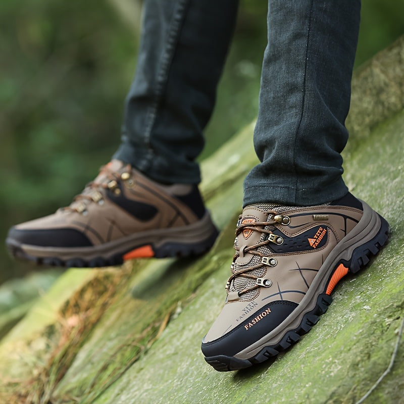 Men's Fashion Mesh Breathable Color Block Anti-skid Lace Up Hiking Shoes