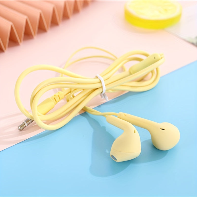 Anime-Inspired Wired Earphones with Microphone, 3.5mm Jack, Noise Isolating, Volume Control, Tangle-Free Cable, Plastic Semi-Open-Back Design, Compatible with Cellphones, Ideal for Running - Multiple Colors