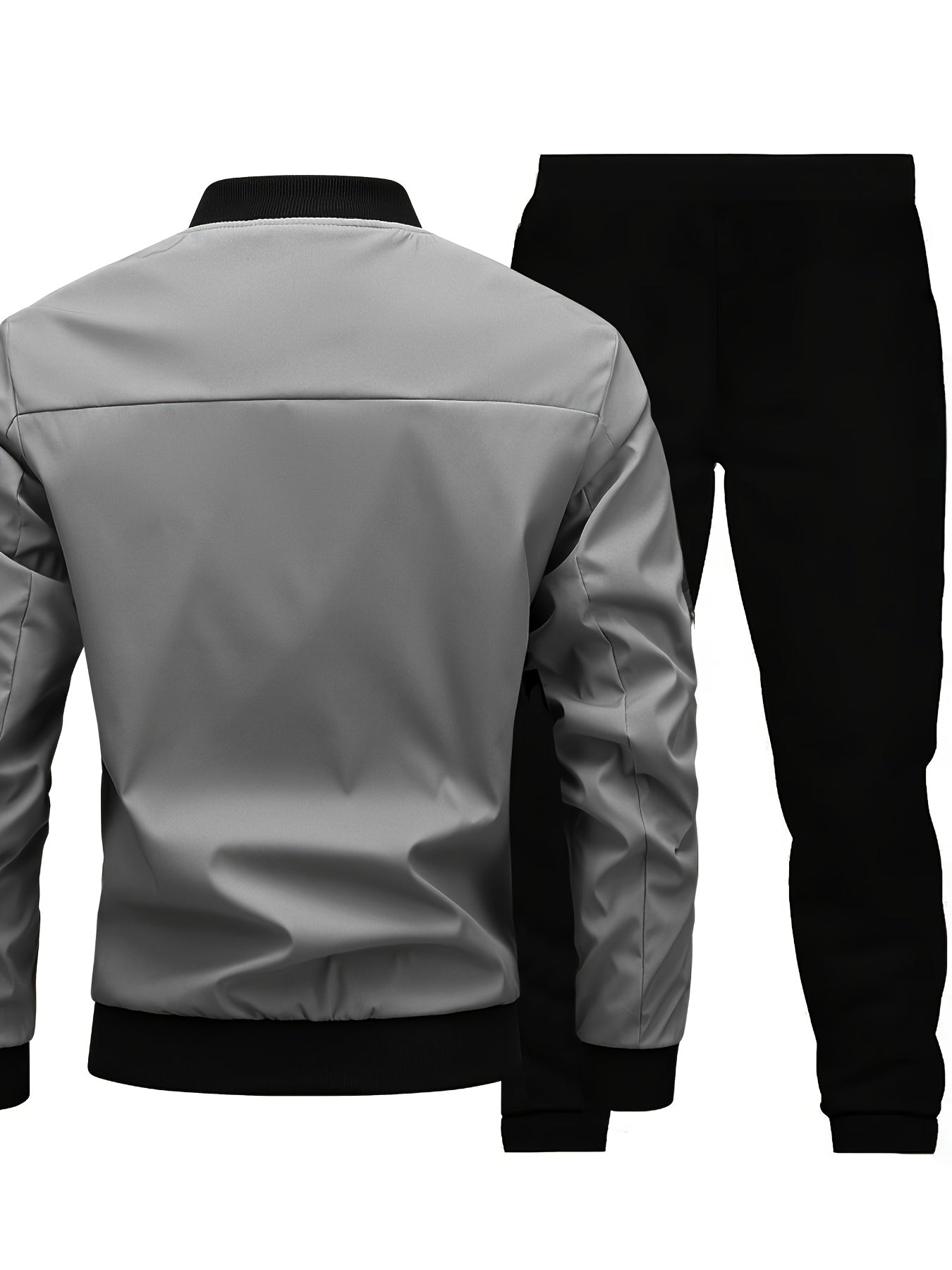Men'S Casual Workwear Jacket and Pants Set, Solid Color, Long Sleeve, Regular Fit, with Pockets, for Spring/Fall, Casual Attire, Casual Attire|Casual Style|Solid Color Jacket