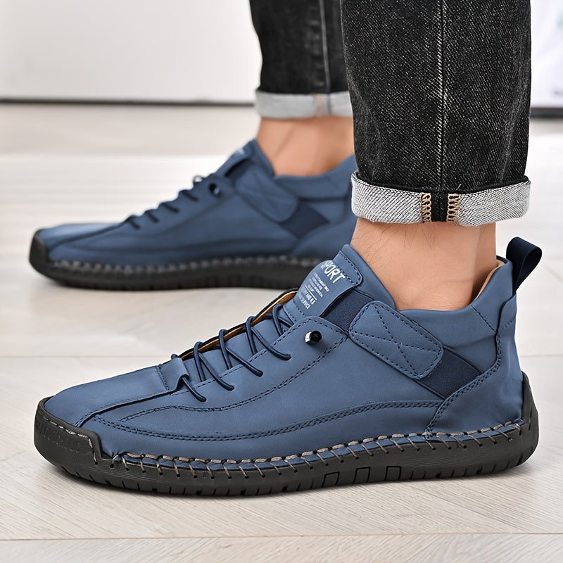 Men's Casual Ankle Boots - Lightweight Slip-On Loafers with Rubber Sole for Walking and Driving, Navy Blue, Comfortable EVA Insole, Durable Stitching, Sporty Design