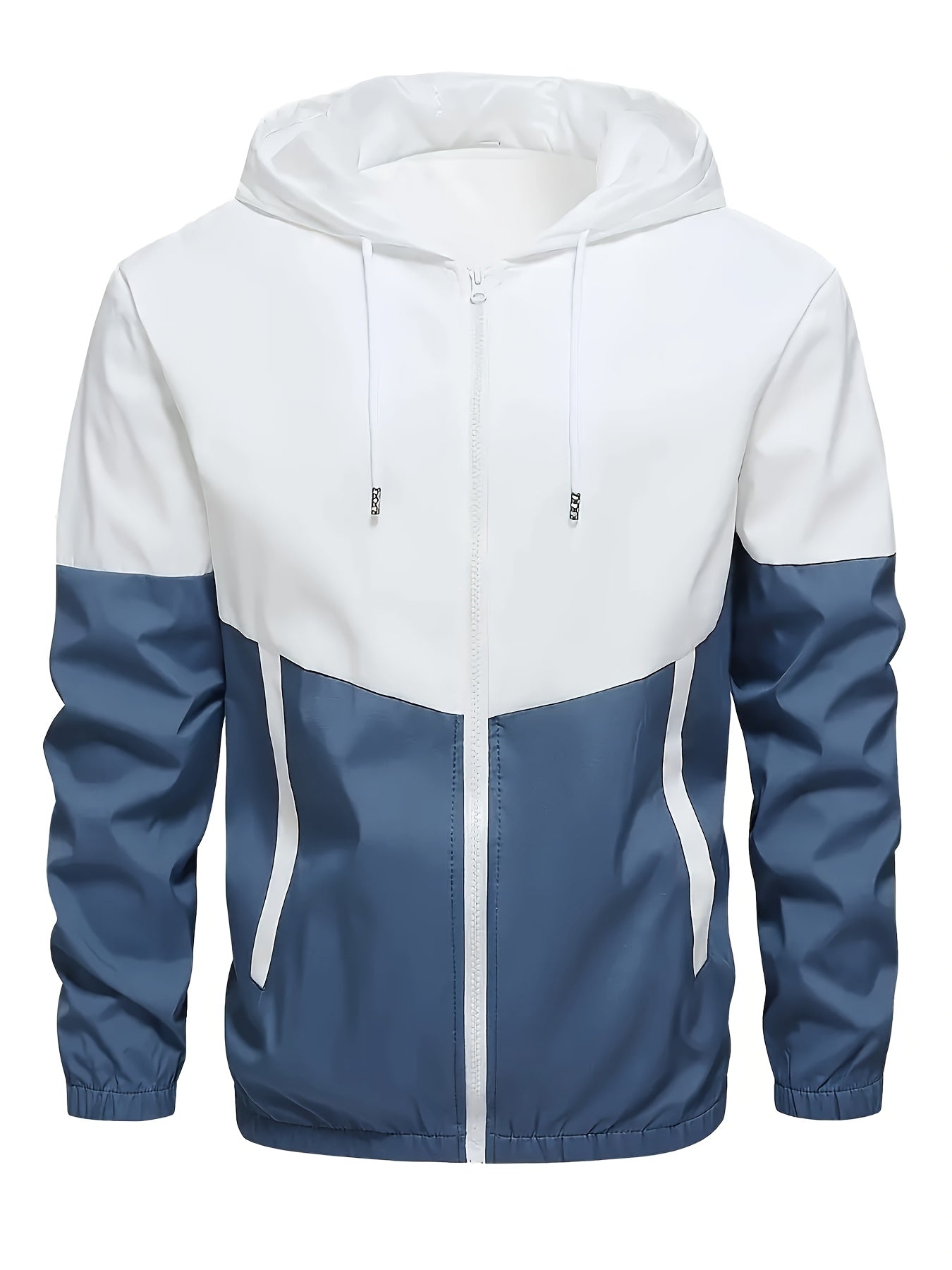 2pcs Men'S Casual Sportswear Set - Color Block Hooded Jacket and Pants, Polyester, Machine Washable, All-Season, with Pockets, Regular Fit, Spring Sportswear|Hooded Sportswear|Machine Washable Fabric