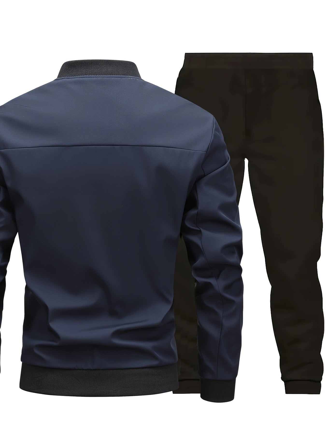 Men'S Casual Workwear Jacket and Pants Set, Solid Color, Long Sleeve, Regular Fit, with Pockets, for Spring/Fall, Casual Attire, Casual Attire|Casual Style|Solid Color Jacket