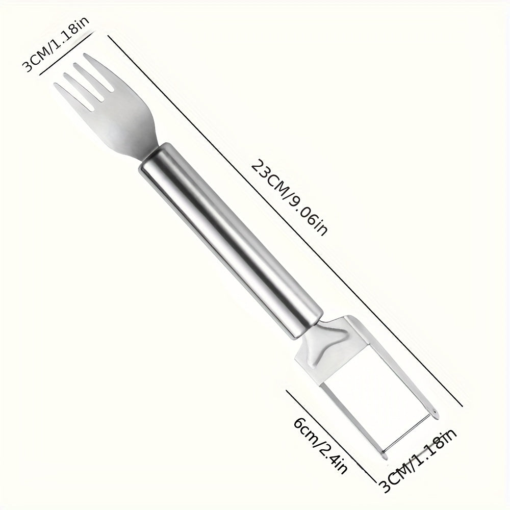 Stainless Steel Watermelon Slicer - 2-in-1 Cutter & Fork, Perfect for Dicing & Serving, Kitchen Essential