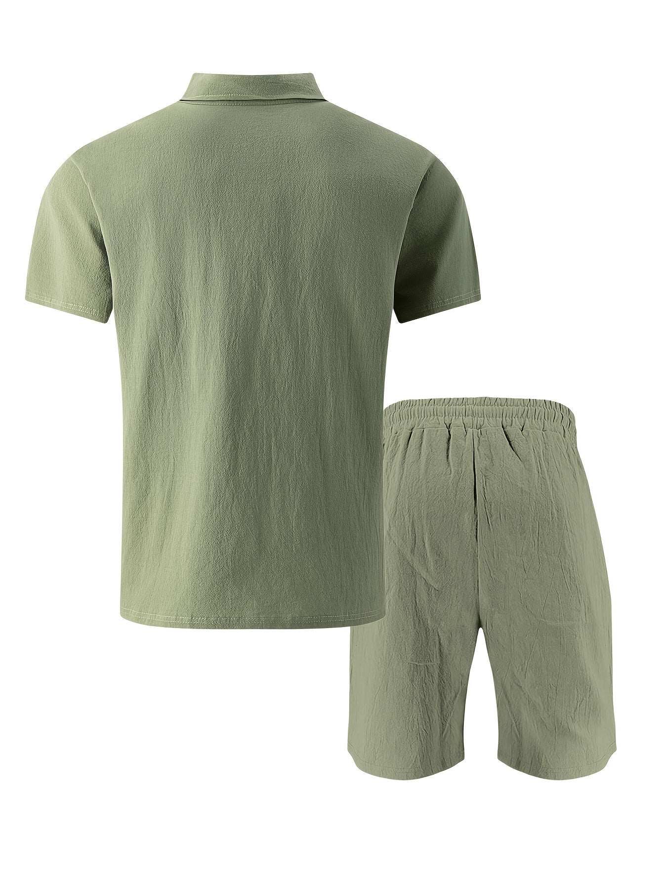 Men's Casual Linen Polo Shirt & Loose Shorts Set for Summer