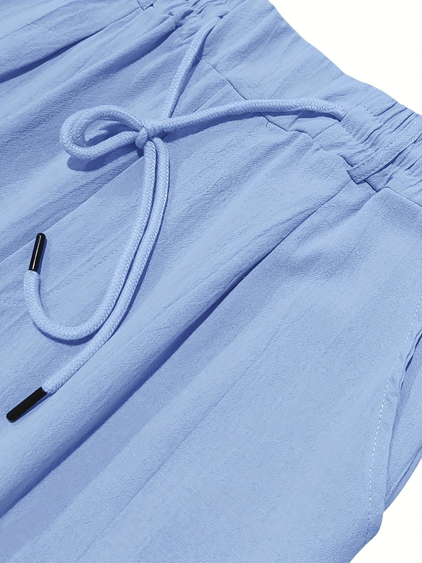 Men'S Casual Linen Drawstring Pants - Comfortable Straight Fit, Lightweight & Breathable for Beach & Outdoor Activities, Beach Casual Wear|Straight Fit Pants|Lightweight Fabric