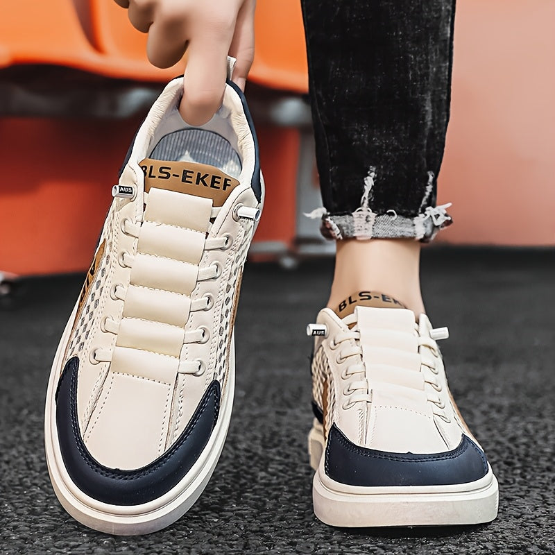 Men'S 2025 Spring/Summer Sneakers - Breathable Mesh Low Top Sneakers with "AIP" Logo, Casual Slip-On Shoes for Street and Sports, Casual Athletic Shoes Breathable Mesh Upper Elastic Closure