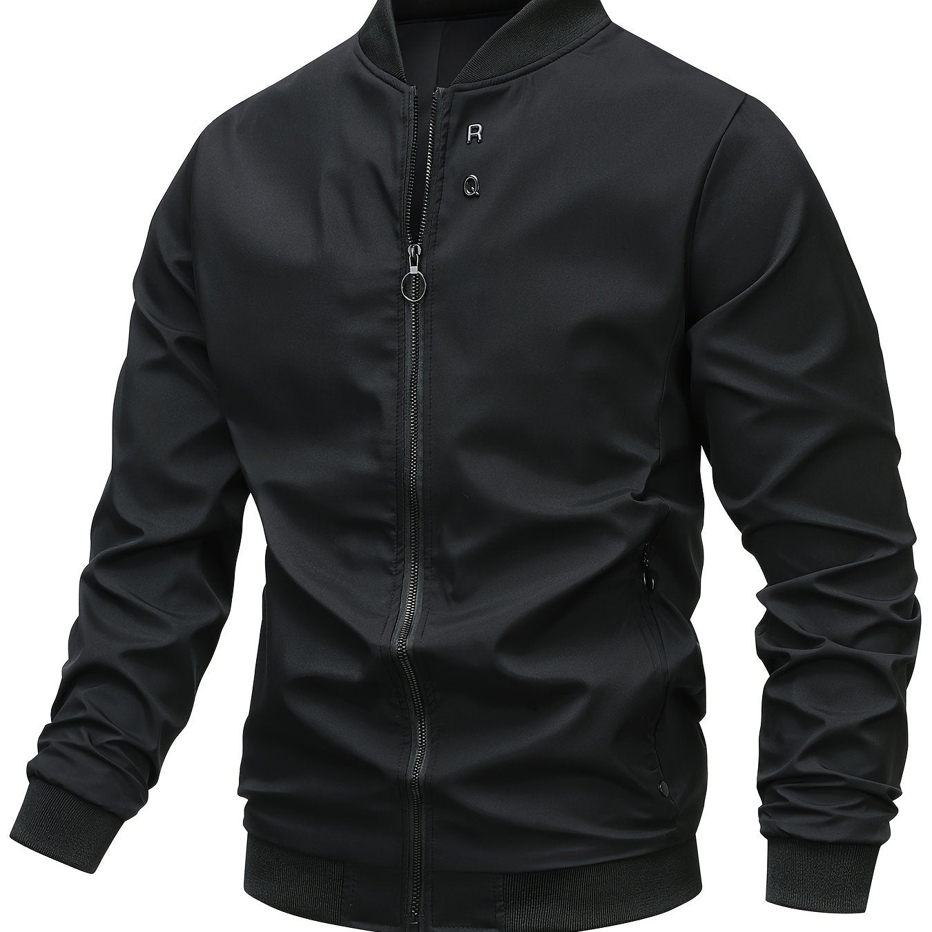 Men's Stylish Windproof Jacket - Solid Color, Stand Collar, Zip-Up with Pockets, Lightweight Polyester for All Seasons, Casual & Outdoor Wear, Allseason Jacket | Zipup Jacket | Polyester Jacket, Windbreaker Jacket
