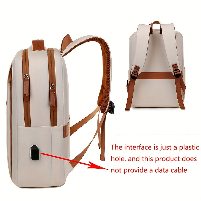 Stylish Lightweight Laptop Backpack - Adjustable Shoulder Straps, Multiple Compartments, USB Charging Port, Perfect for Commuting, School, Travel Business, Casual Style, Polyester Lining, Secure Zipper Closure, Laptop Carry