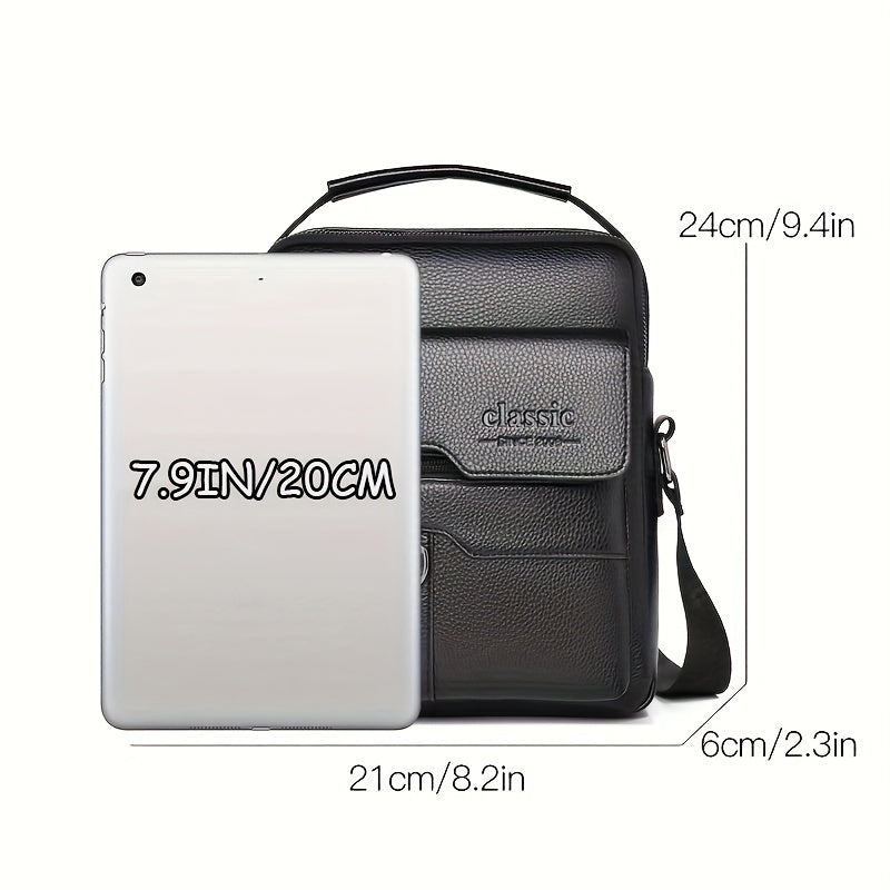 New Men's Crossbody Bag Messenger Bag with Mahogany Pattern Large Capacity Design PU Material Men's Casual Retro Adjustable Shoulder Bag for Going Out Valentine's Day Gift for Husband or Boyfriend