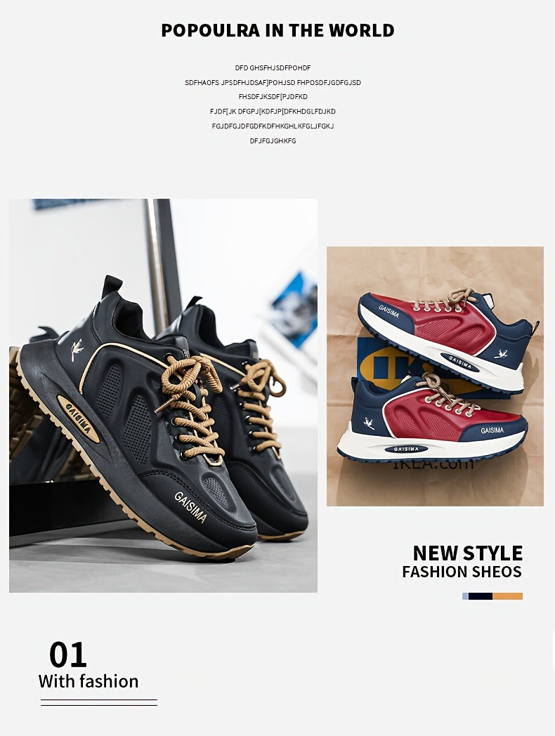 Men's Breathable Casual Sneakers - Trendy Dad Shoes with Thick Sole, Lace-Up, Mid-Top Design for Running Fashion