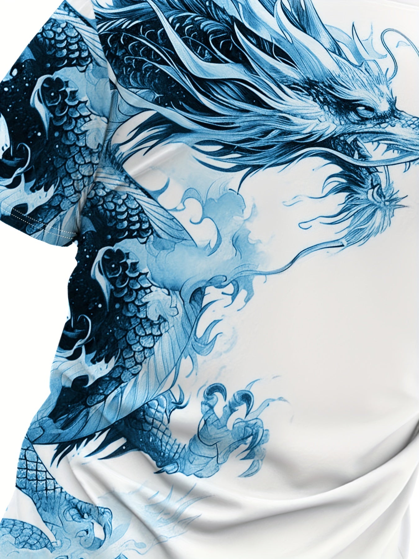 Men's Bold Dragon Graphic Tee - Short Sleeve, Crew Neck, Polyester Blend - Perfect for Summer Outings Casual Wear