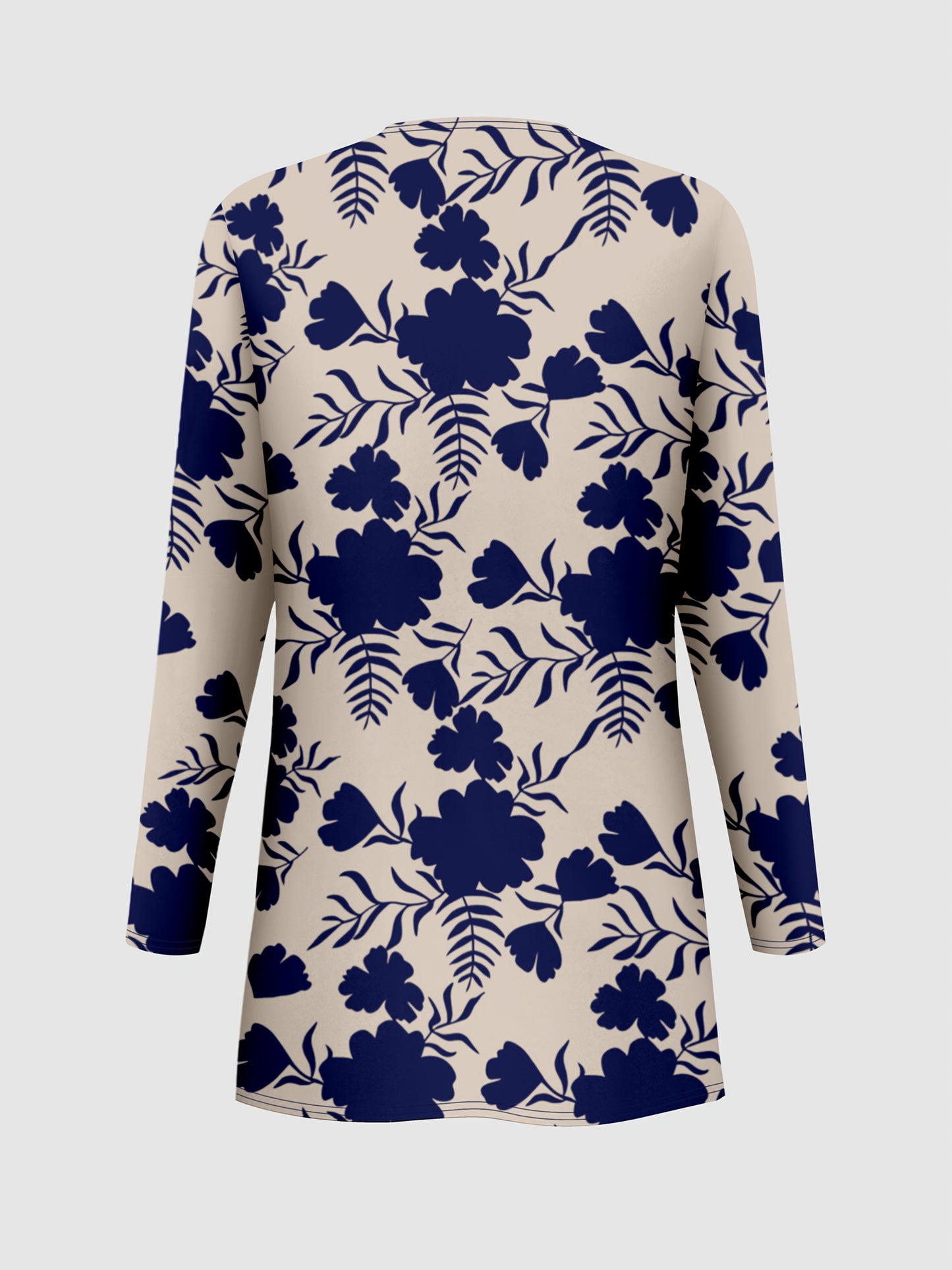 Plus Size, A three-piece set of Women's plus-size elegant floral print top and solid-color vest pants