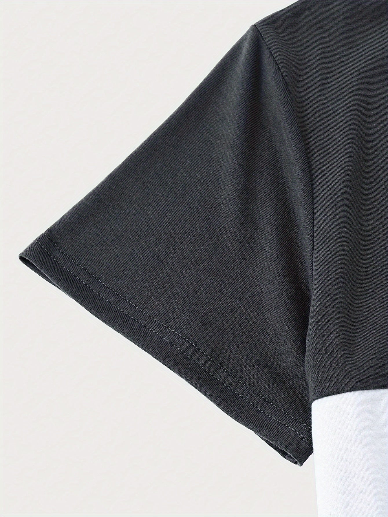 Men's Round Neck T-Shirt, Three-Color Patchwork Top with Asymmetric Double Stripes, Trendy Comfortable Breathable High-Quality Factory-Made Casual Fit