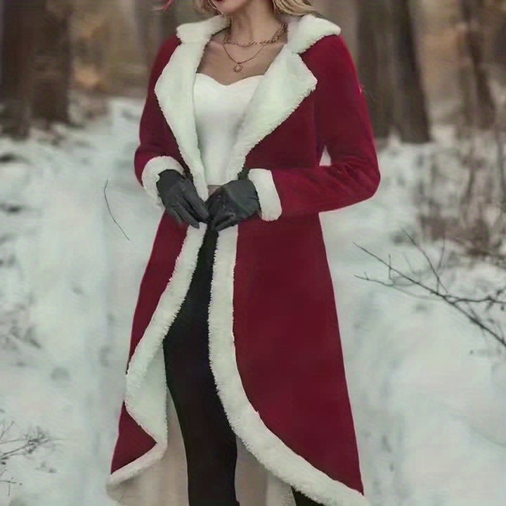 Korean Composite Thickened Winter Coat - Elegant Korean Jacket, Mid-Length Warm Outerwear with Hooded Long Sleeves, Solid Color Blazer for Fall & Winter, Machine Washable Cold Weather Clothing