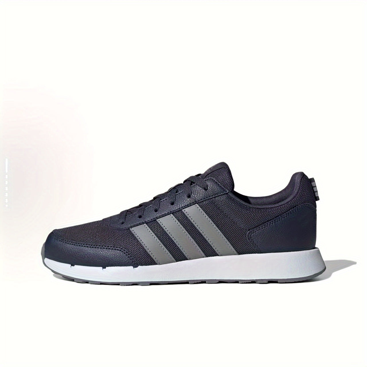 Adidas neo Run 50S Low-Top Casual Sneakers - Breathable Fabric Upper, Cushioned Comfort, All-Season Wear, Navy Blue White Striped Design, Unisex for Men Women, Comfortable Walking Shoes, Stylish Striped Sneakers, Fabric I