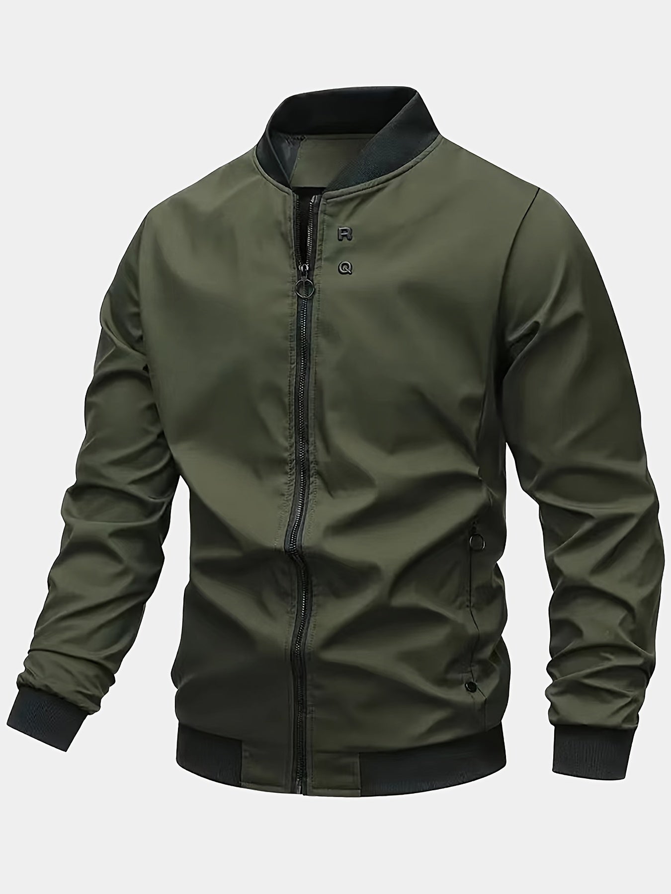 Men's Stylish Windproof Jacket - Solid Color, Stand Collar, Zip-Up with Pockets, Lightweight Polyester for All Seasons, Casual & Outdoor Wear, Allseason Jacket | Zipup Jacket | Polyester Jacket, Windbreaker Jacket
