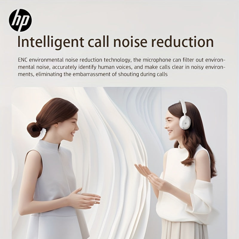 HP Wireless Over-Ear Headphones, Active Noise Cancelling, ENC Call Noise Reduction, Personalized Spatial Audio, Wireless Headphones With Microphone, Deep Bass Sound, For Home/Office Use