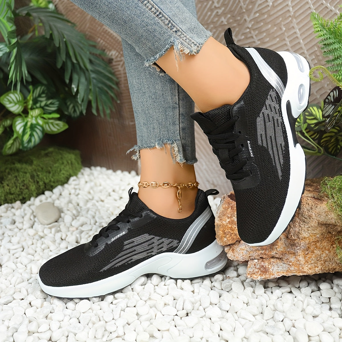 Breathable Mesh Women's Sneakers - Lightweight Soft Sole Lace-Up Low-Top Shoes with Cushioned PVC Sole for Running, Gym, Work Travel - All-Season Comfort in Black, White, Light Blue, Pink, Grey, Ladies Sneakers, Gym Footwea