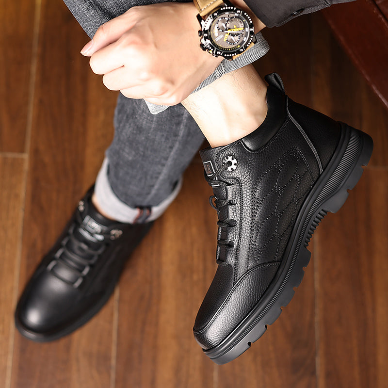 Men's Outdoor Casual Shoes, Comfortable Lace-up Design, Wear-Resistant and Non-Slip Lug Sole, Suitable for Winter Hiking and Daily Casual Occasions, Classic High-Top Work Boots