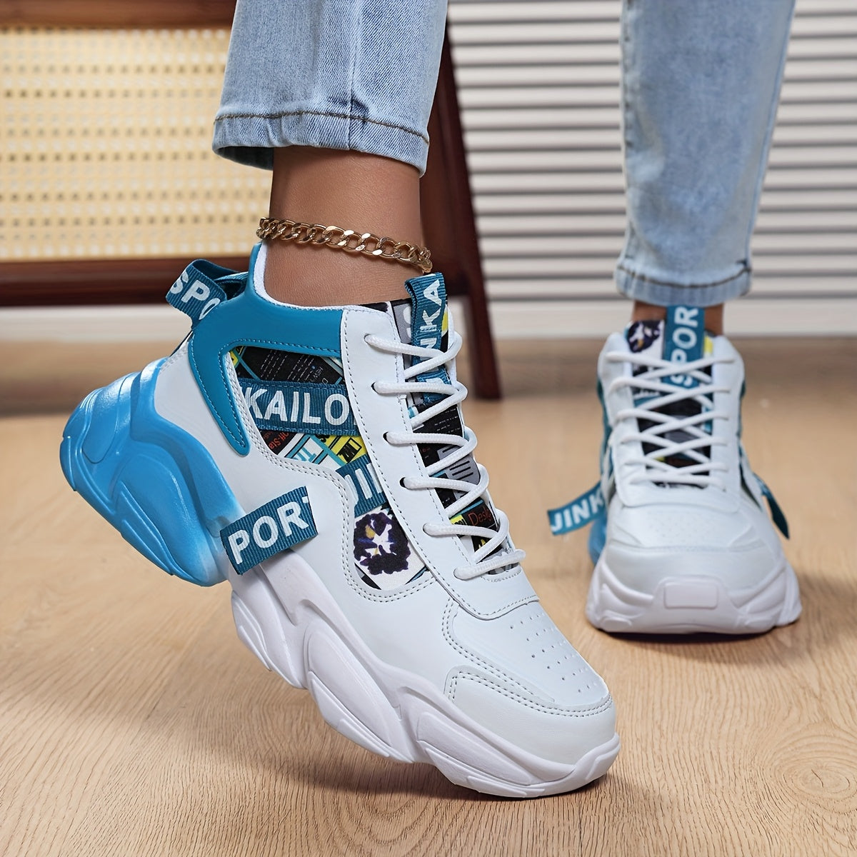Women'S High-Top Plaid Skate Sneakers - Lightweight, Non-Slip, Shock-Absorbing Sneakers with EVA Sole, Synthetic Faux Leather Upper Fabric Lining for All-Season Sports and Casual Wear, Casual Sneakers Stylish Lace-Up Shoe