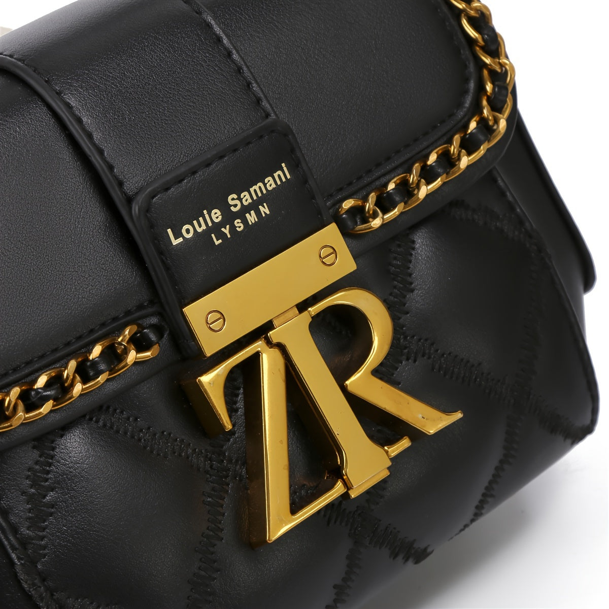 Women's Black PU Leather Crossbody Bag with Metal Accents