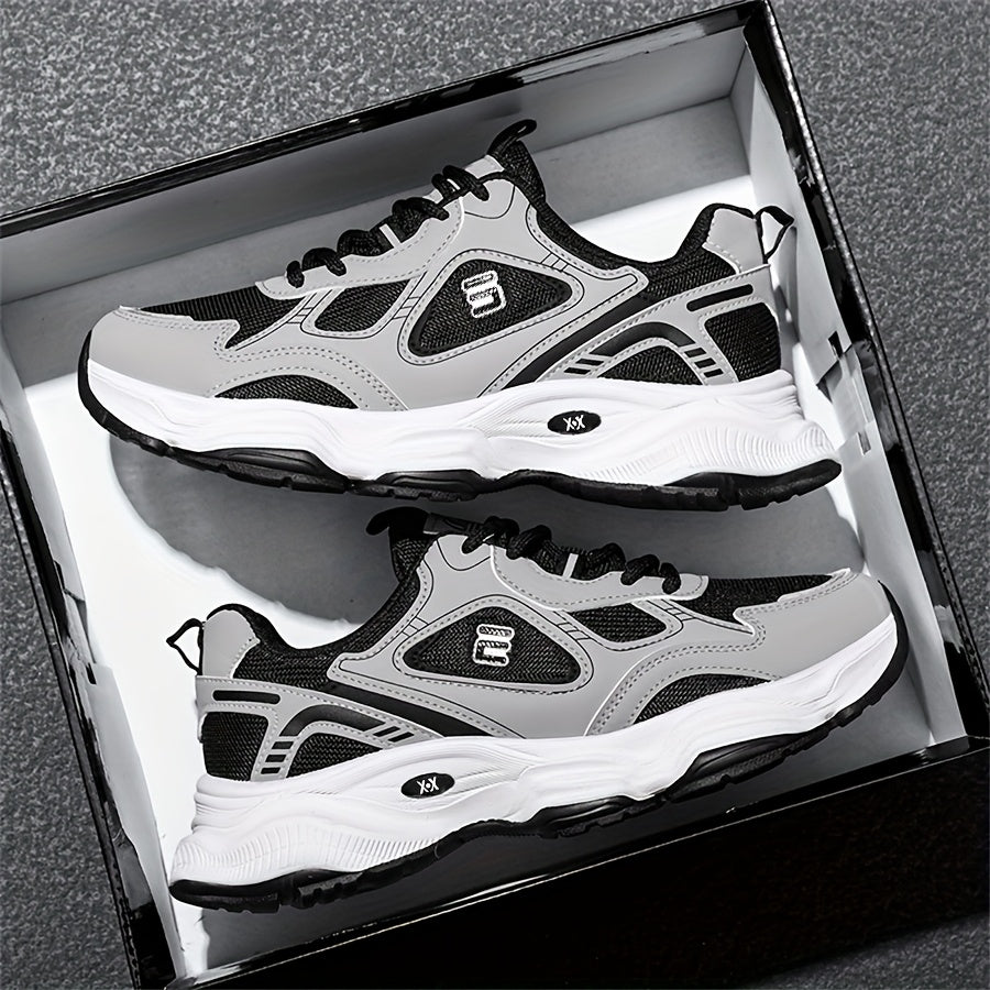 Men'S 2025 New Fashionable Low-Top Sneakers with Thick Sole - Non-Slip, Outdoor Casual Shoes for Teenagers and Young Adults, White and Golden Accents, All-Season Comfort, Casual Footwear Modern Sneaker Design Rubber Base