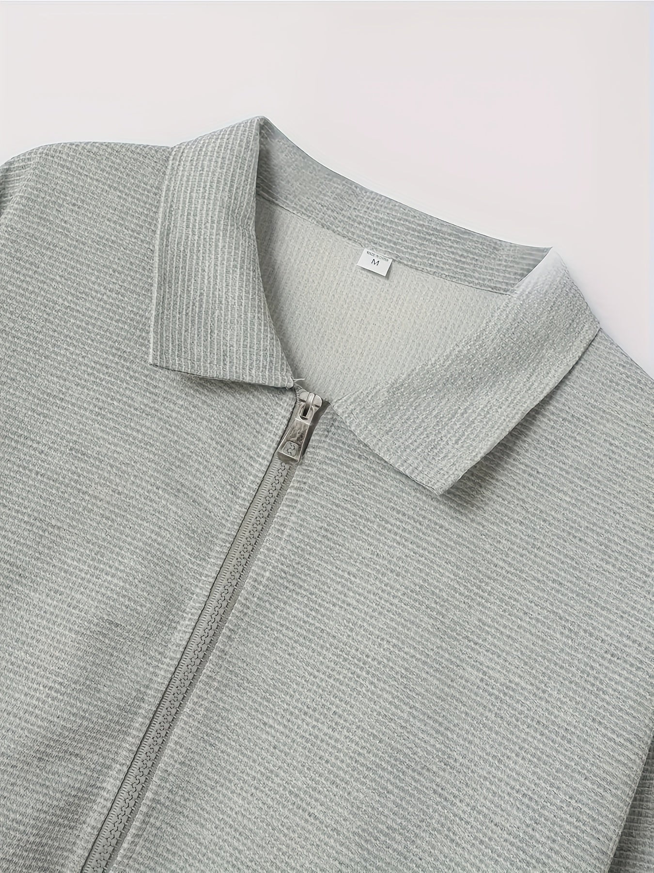 Men's Spring Waffle Knit Sportswear Set, European and American Style Casual Outfit