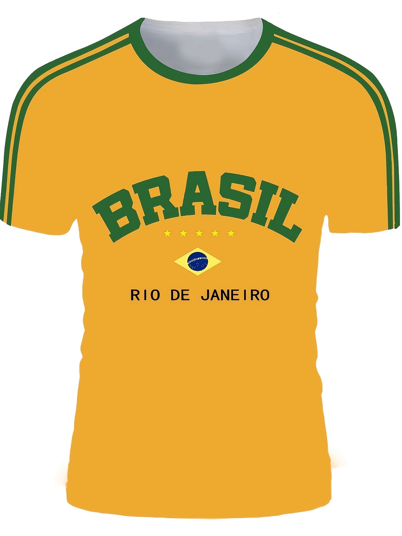 Men'S Casual Short-Sleeve T-Shirt with 3D Digital Printing, Round Neck, Brazilian Style, Made of Slightly Stretchy Polyester Knit Fabric, Suitable for Summer Outdoor Activities And Everyday Wear.
