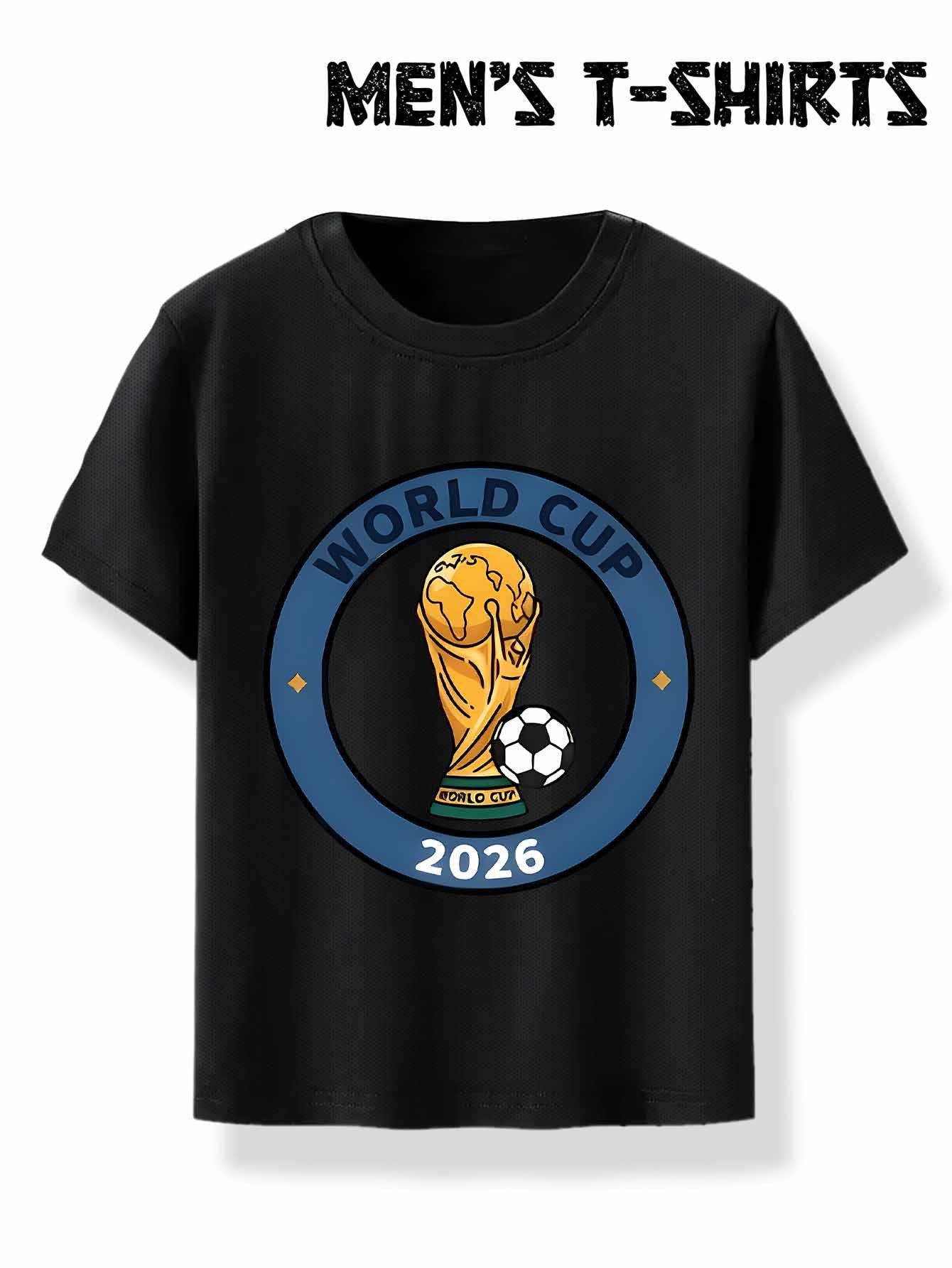 Men's FIFA World Cup Soccer Ball Mesh T-Shirt, Casual Sporty Fit