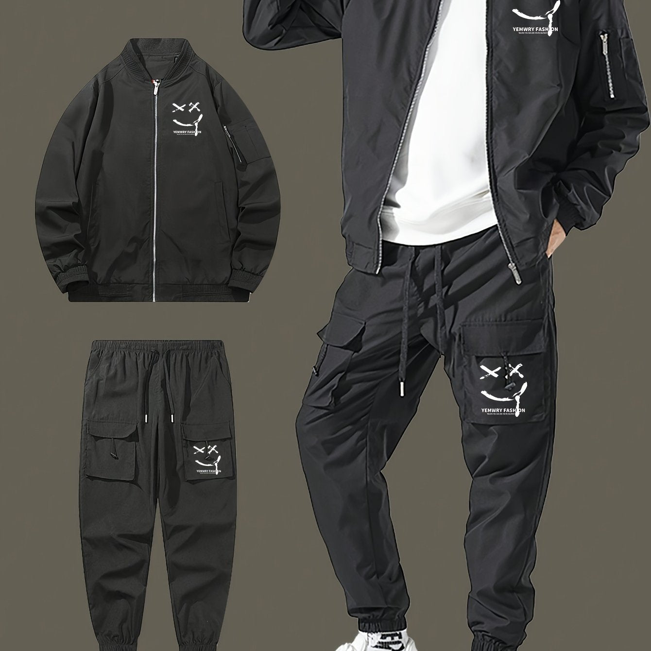 Men's Casual Minimalist Jacket and Trousers Suit