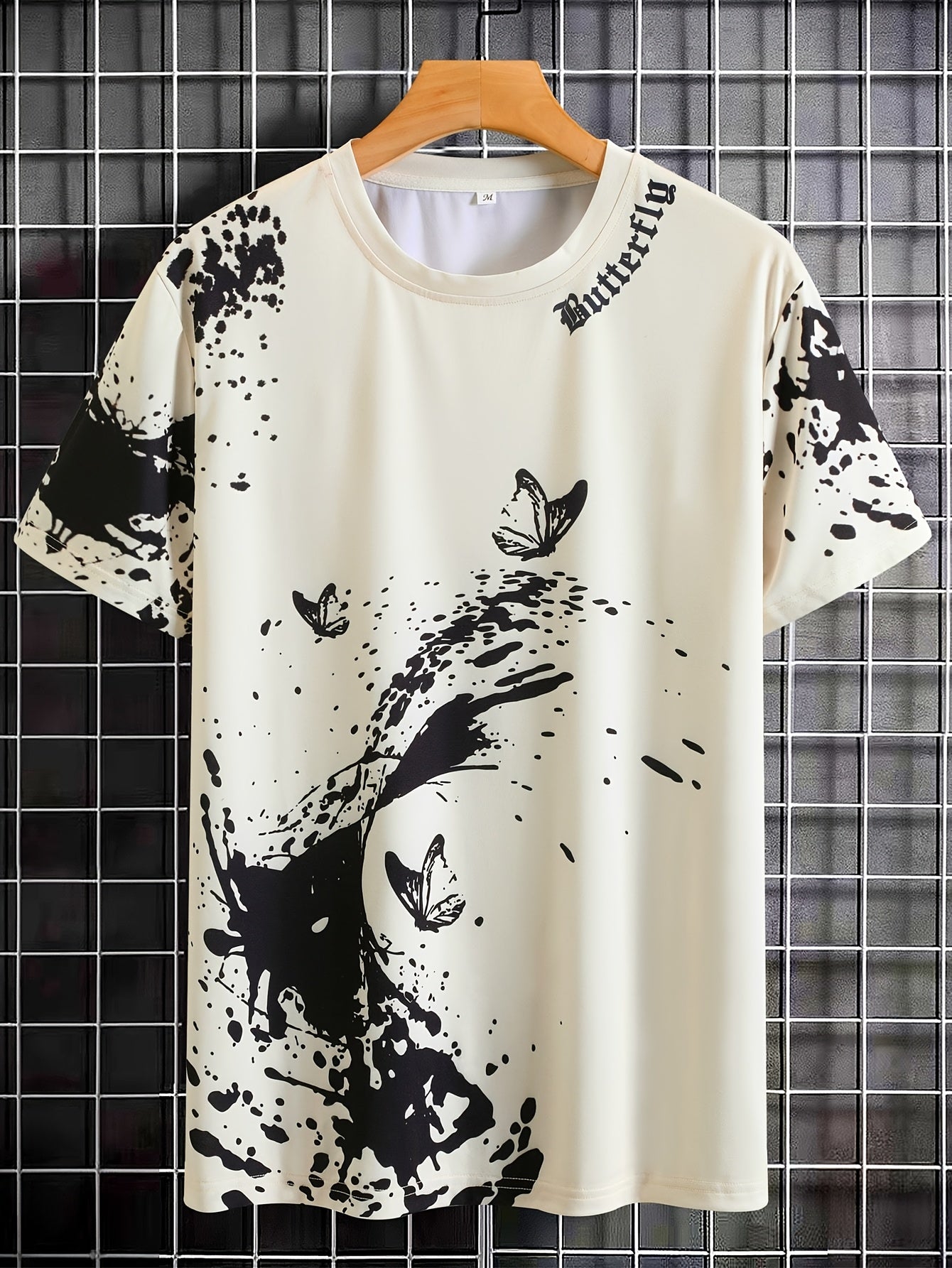 Men's Flat Shoulder Casual Butterfly Print Short Sleeve T-Shirt XT7119
