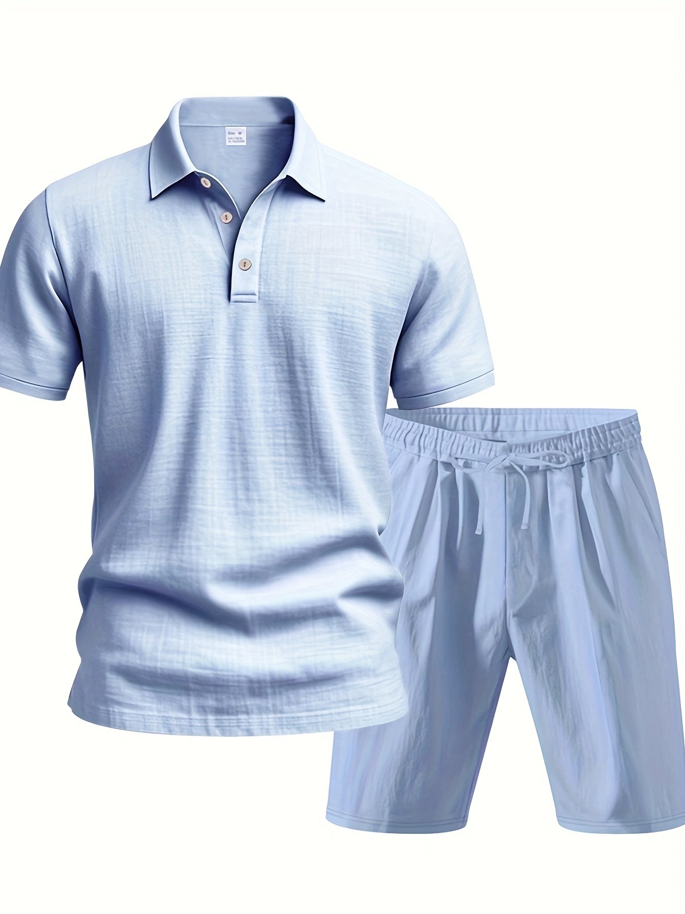 Essential for a Cool Summer! Men's Linen Shirt & Shorts Set, Comfortable Casual Outing Choice - Simple Beach Vacation Style Solid Color Linen
