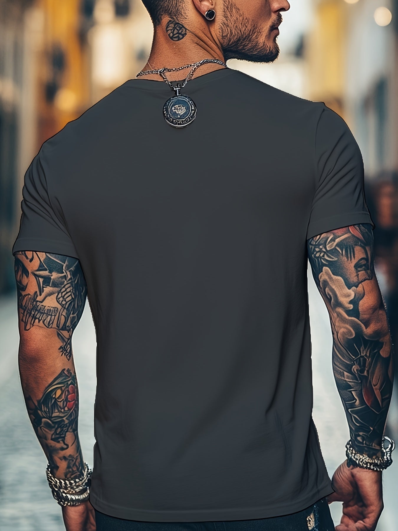Men'S Brown T-Shirt with ECG Heartbeat Graphic - Casual Streetwear, Short Sleeve, Round Neck, Stretch Fabric, All-Season Comfort, Casual Streetwear Tee Round Neck Tshirt Comfortable Fit