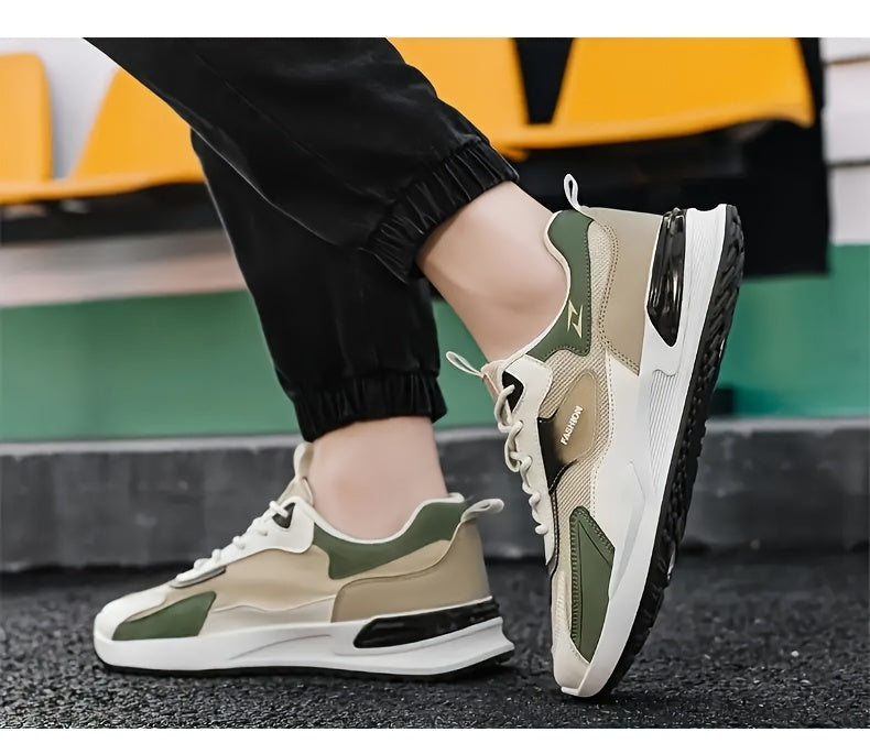 Men'S Breathable Running Sneakers with Gradient Design - Low-Top Lace-Up Casual Shoes, Durable PVC Sole, EVA Insole, Fashionable Black White Patterns, Ideal for All Seasons Outdoor Activities