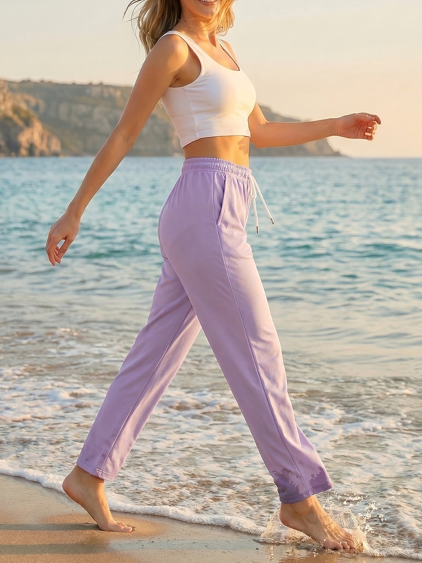 Women’s Lightweight Quick-Dry Wide-Leg Casual Beach Pants