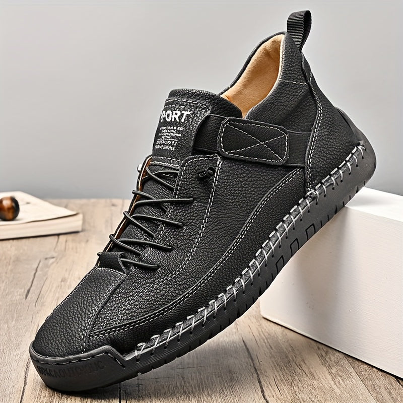 Men's Casual Ankle Boots - Lightweight Slip-On Loafers with Rubber Sole for Walking and Driving, Navy Blue, Comfortable EVA Insole, Durable Stitching, Sporty Design