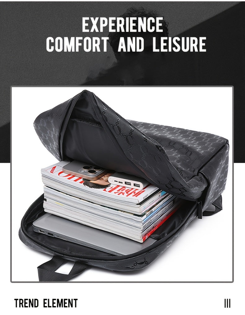 Extra Large Capacity Backpack - Durable PVC Fabric, Stylish Black Design with Multiple Compartments and Padded Laptop Section - Perfect for College, Business, and Travel Versatile Computer Bag Business Backpack Multi-Fu