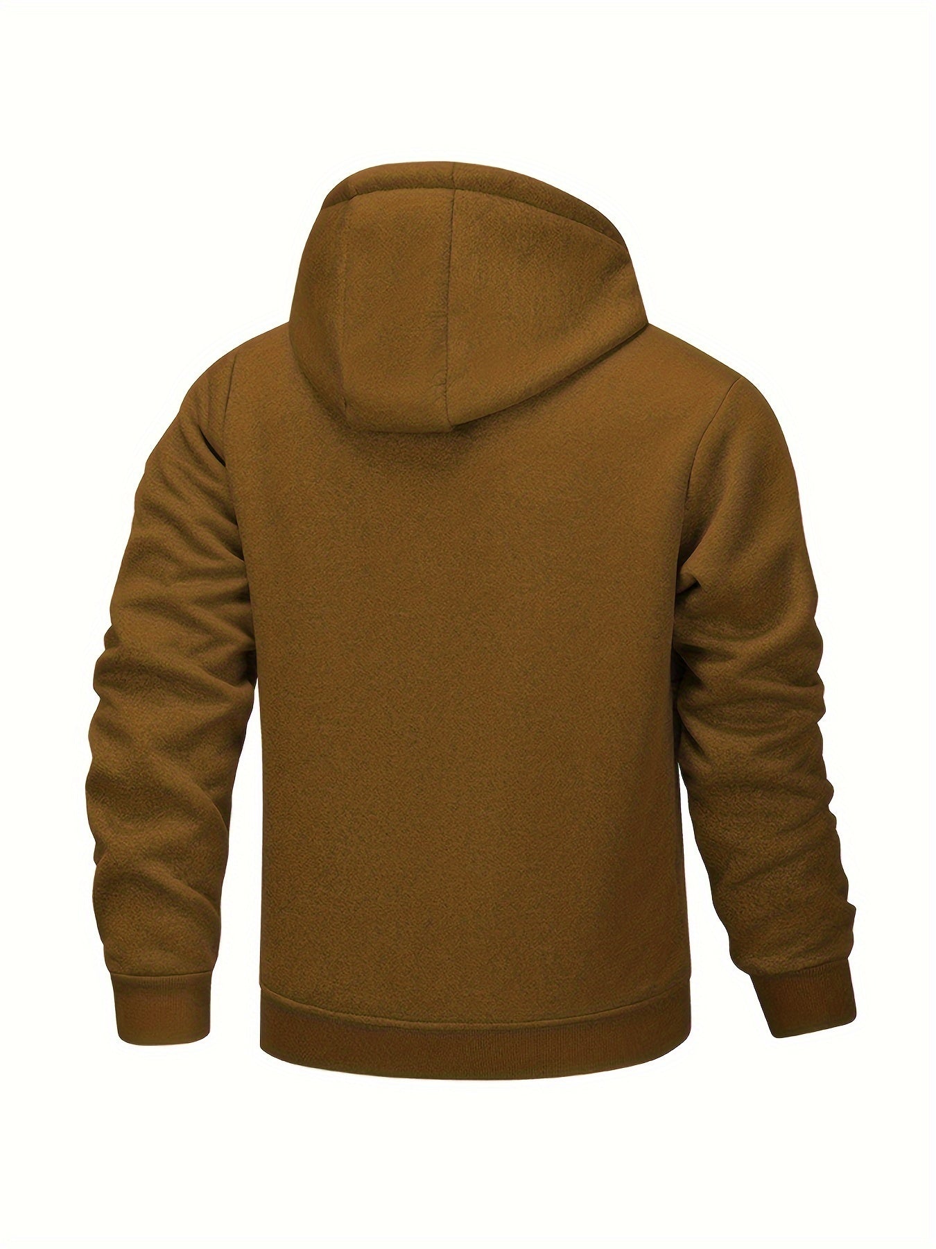 1pc Men'S Casual Style Hooded Jacket, Thick Fleece Lined, Warm