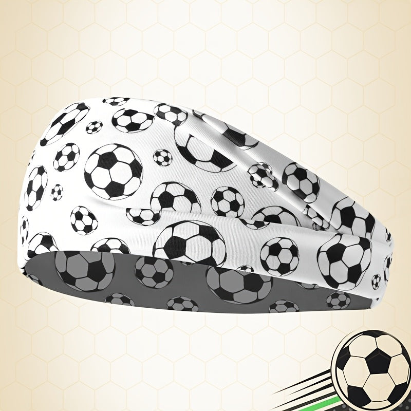 Unisex Elastic Soccer Print Headband for Training & Casual Wear