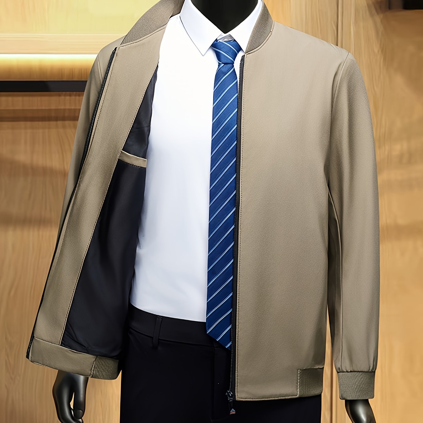 Men's Solid Burgundy (or other colors available) Slim-Fit Full-Length Zip-Up Jacket - Lightweight Business Casual Coat with Full-Length Zipper Closure, White Collar & Full-Length Zip Jacket for Office, Semi-Formal & Semi-Prof