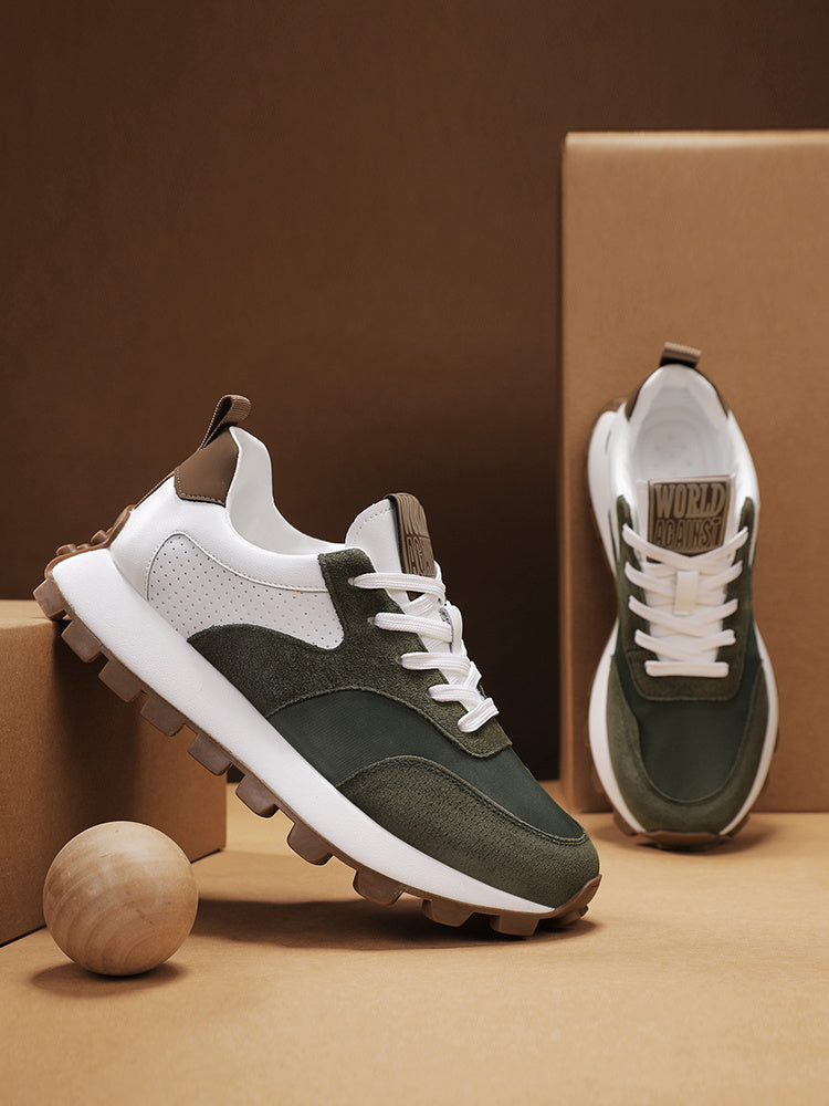 2025 Spring Men'S Breathable Low-Top Sneakers - Thickened Cushioned Rubber Sole, Men'S New Breathable Mesh Platform Dad Shoes Casual Height Increase Sports Shoes
