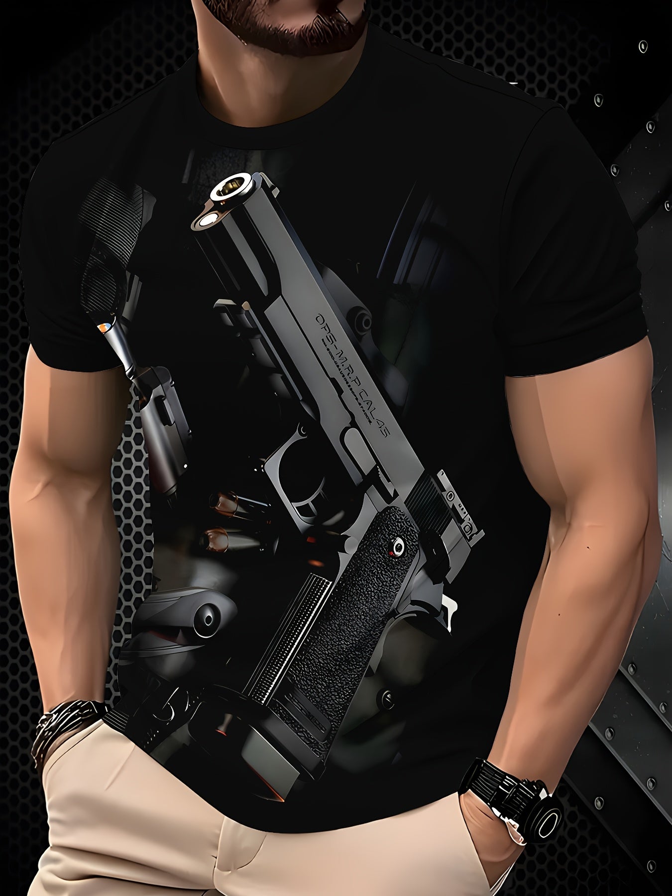 Men's 3D Printed Novelty T-Shirt - Casual, Breathable Polyester, Machine Washable, Round Neck - Perfect for Summer
