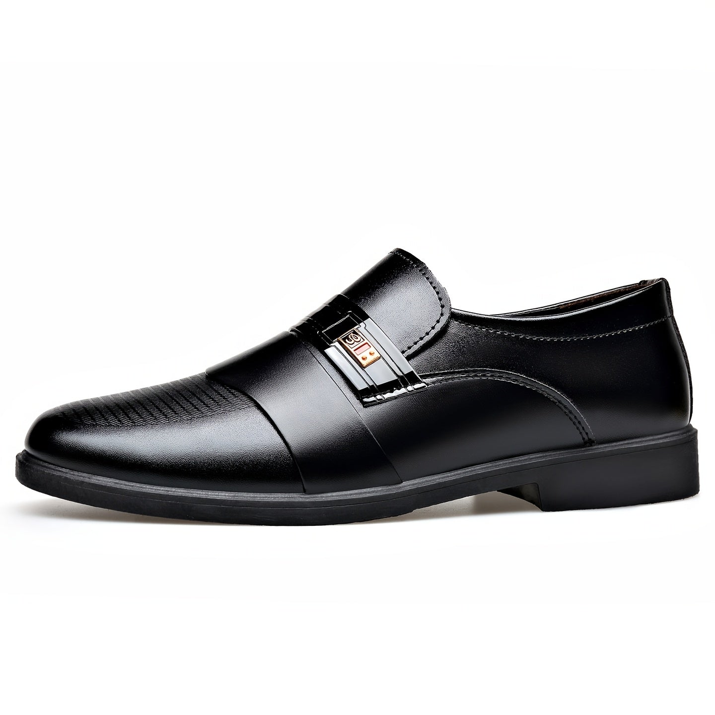 Men's Black PU Loafers British Style Slip-On Dress Shoes