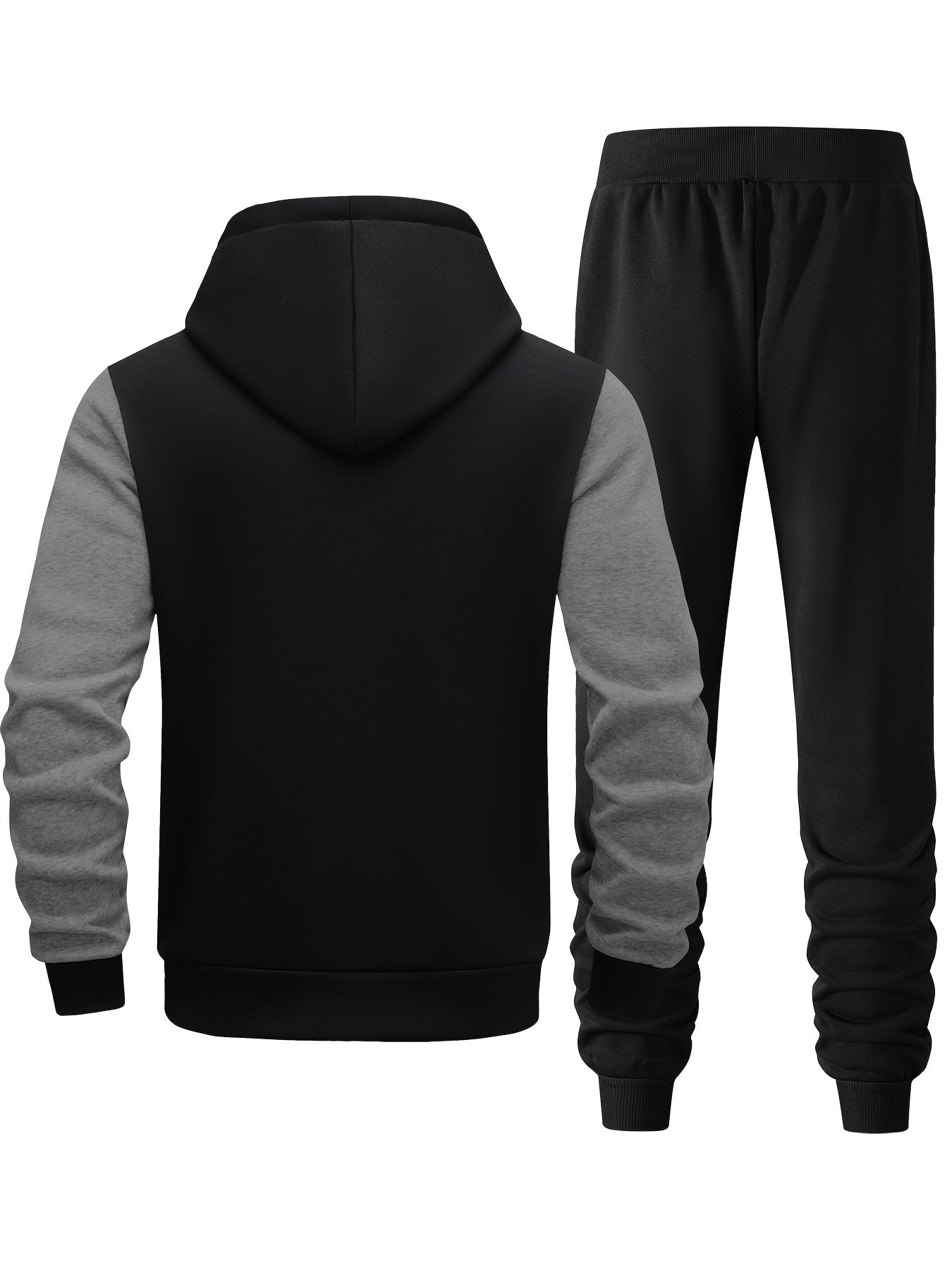 Men's Hooded Letter Print Tracksuit, 2pcs Casual Sports Set, Fashion Hoodie With Full-zip And Elastic-waist Pants, Regular Fit, Outdoor Cloth